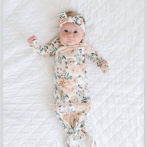 Copper Pearl // Floral Knotted Gown in Color Autumn with Side Snaps